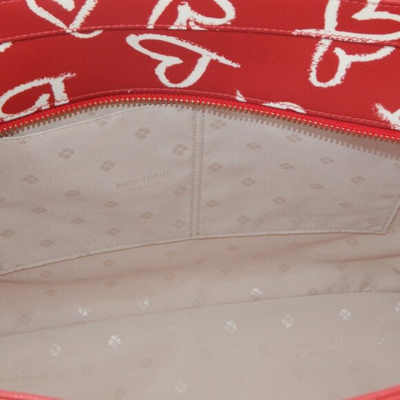 Kate Spade Margareta Shore Street Lipstick Hearts Large Top Zip Tote Bag Red NWT - Picture 10 of 10